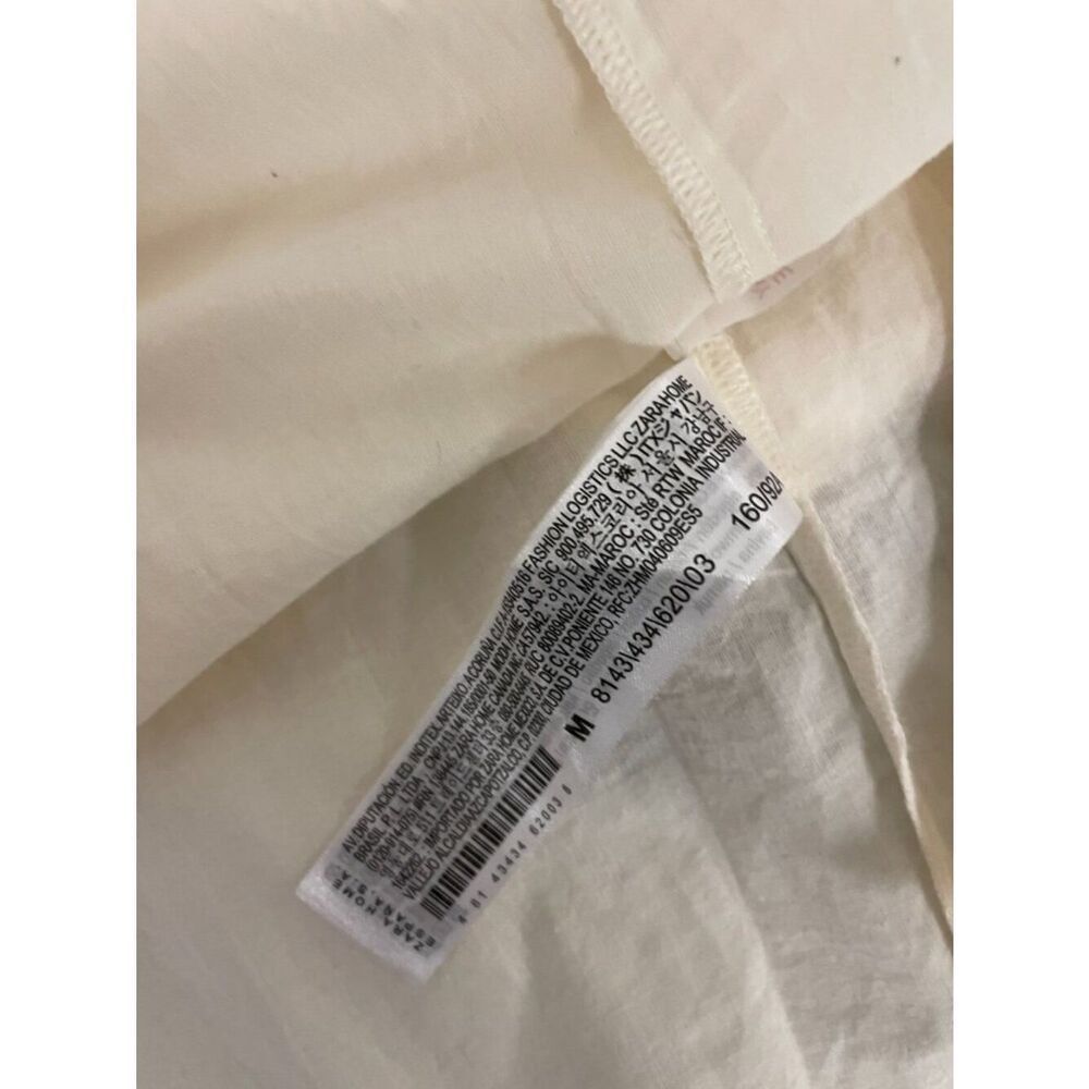 Zara Home Womens Robe Medium Ecru Cotton Lace Trim Tie Waist 8143/434 NWT - Picture 7 of 12